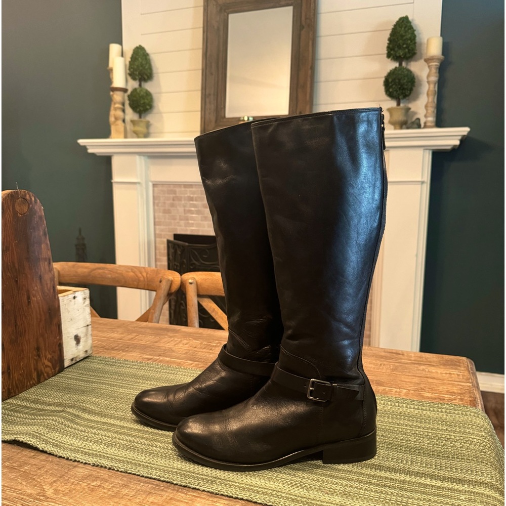 Cole Haan Black Leather Riding Boots